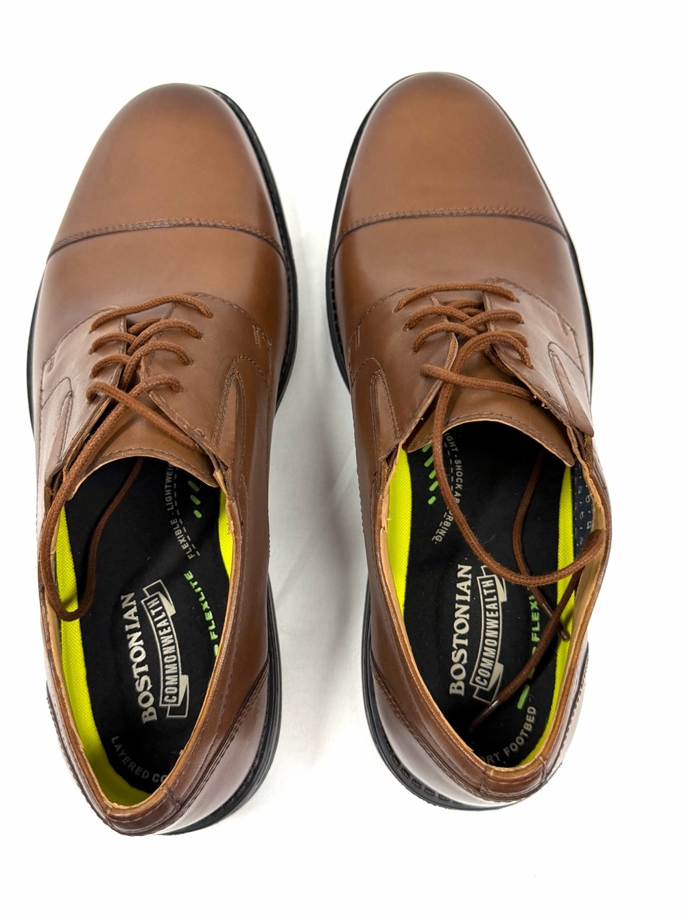 Bostonian Birkett Cap Toe Oxfords Dark Tan Leather Men’s 9.5 W Flexlite Sole